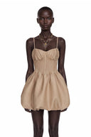 Zazie Champagne Sweetheart Pleated Mini Dress - Aura Muse