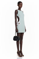Zelda Green Cut-Out Mini Dress with 3D Petals - Aura Muse