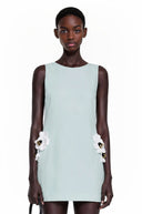 Zelda Green Cut-Out Mini Dress with 3D Petals - Aura Muse