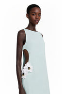 Zelda Green Cut-Out Mini Dress with 3D Petals - Aura Muse