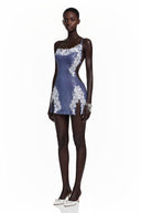 Zelda Purple Sequin Mini Dress with Lace - Aura Muse