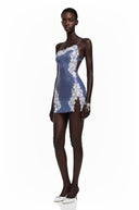 Zelda Purple Sequin Mini Dress with Lace - Aura Muse