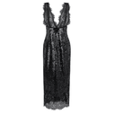 Zia Black Lace Panel Sequined Maxi Dress - Aura Muse