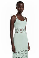 Zinnia Green Cut-out Knitted Maxi Dress - Aura Muse