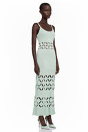 Zinnia Green Cut-out Knitted Maxi Dress - Aura Muse