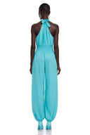Zoraida Green Halterneck Lantern-Shaped Jumpsuit - Aura Muse