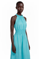 Zoraida Green Halterneck Lantern-Shaped Jumpsuit - Aura Muse